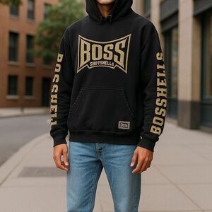 Boss Black Hoodie‎ with Gold Accents